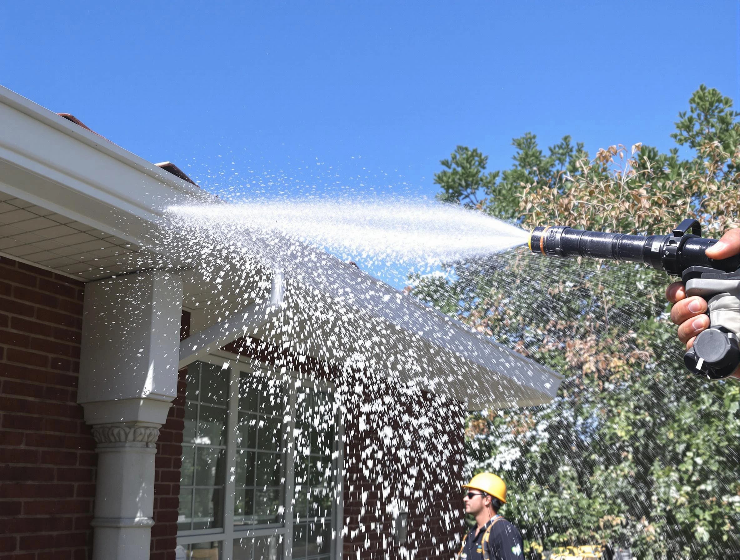 Cleared downspout by Kent Roofing Company ensuring unrestricted flow in Kent, OH