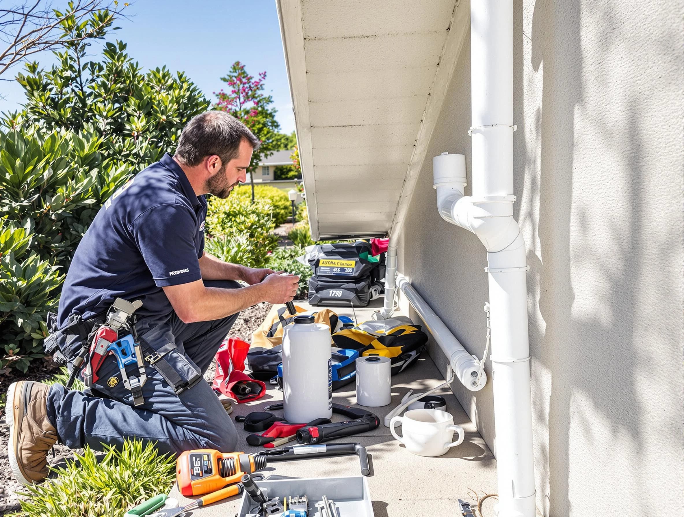 Kent Roofing Company expert fixing a downspout in Kent, OH