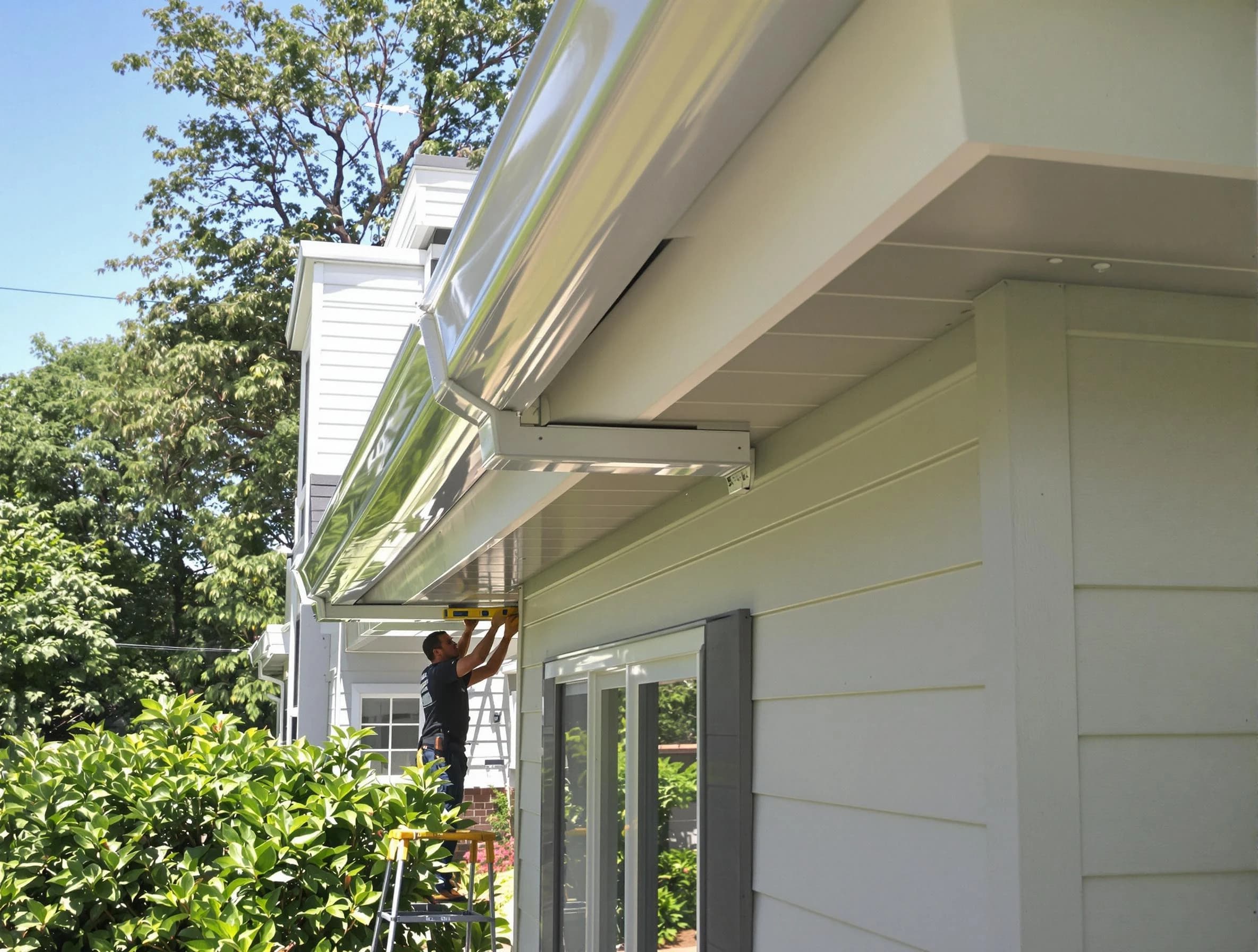 Properly aligned gutter system installed by Kent Roofing Company in Kent, OH