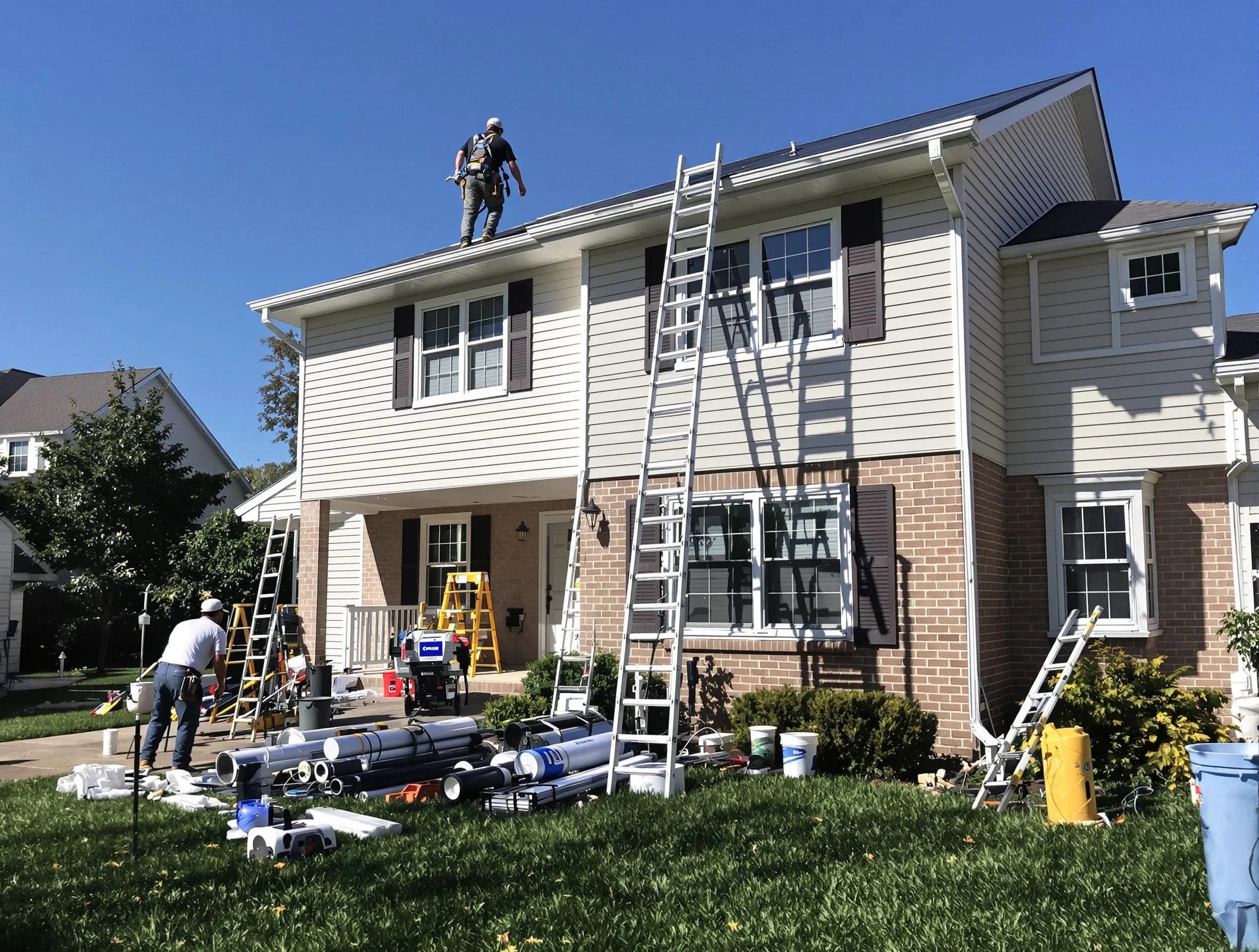 Kent Roofing Company completing a gutter replacement in Kent, OH